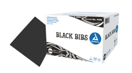 2 Ply Bibs in Black - 17 3/4" x 12 7/8" - Box of 500