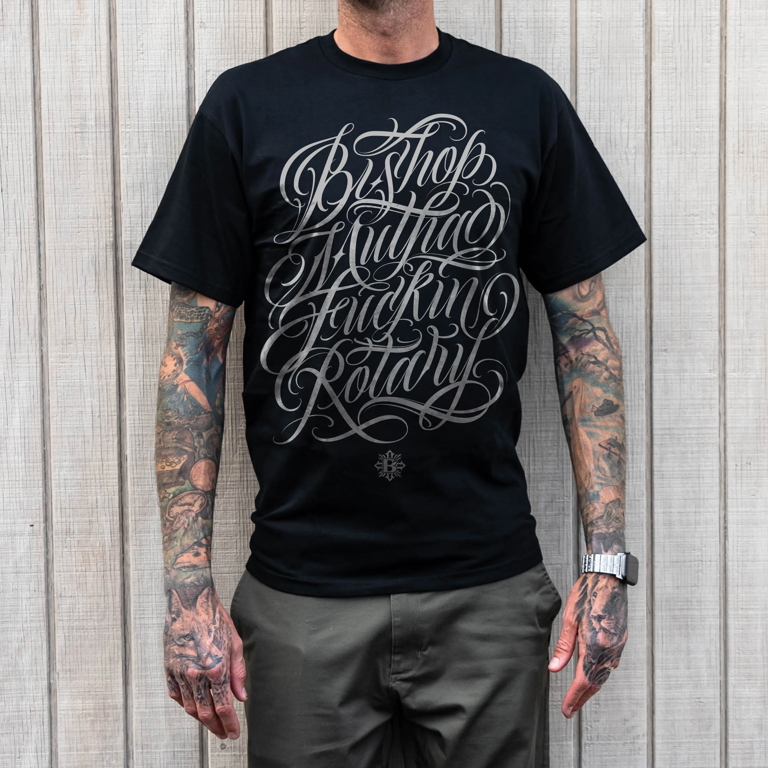Bishop Mutha F****** Rotary - Streetwear Tee - Black - Image 3