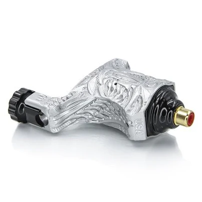 V6 Platinum Silver Bio-Mech — Hand-Engraved Bishop Rotary Tattoo Machine - Image 3
