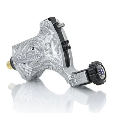 V6 Platinum Silver Bio-Mech — Hand-Engraved Bishop Rotary Tattoo Machine - Image 4